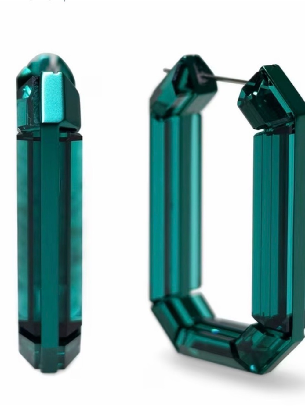 Swarovski Teal Faceted Hoop Earrings